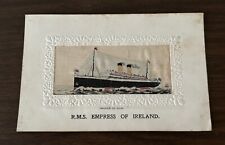 Vintage 1910s RMS EMPRESS OF IRELAND Sold On Board Silk Woven Postcard picture
