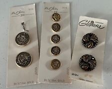 VINTAGE LOT OF BUTTONS, LE CHIC & GLAMOUR, JAPAN & WESTERN GERMANY, GOLD TONE picture