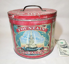 Large 1914 Fountain Tobacco Store Tin Covington KY, Tyler Davidson Cincinnati OH picture