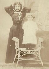 Old Cabinet Card Photo Woman & Child Unusual Pose Interesting picture