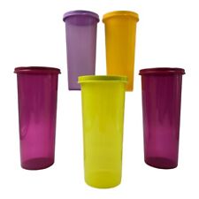 Vintage Tupperware 12 oz Drink & 16 oz Cups with Lids Lot picture