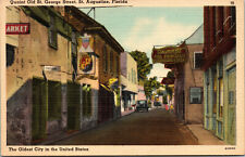 Vtg 1930s Old St George Street Old Curiosity Shop St Augustine FL Postcard picture