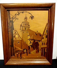 Buchschmid & Gretaux German Marquetry Framed Wood Inlay 'White Tower' picture