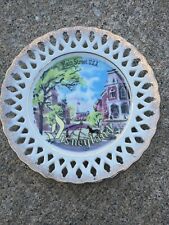 Vintage Midcentury Disneyland Souvenir Pierced Lattice Plate Disney Castle 6