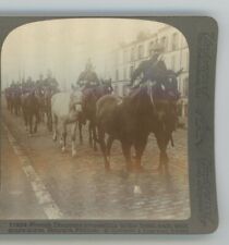 French Dragoons proceeding to front Bourget France  WWI Stereoview picture