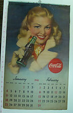 ORIGINAL VINTAGE 1948 COCA COLA LARGE PAGE CALENDAR FEATURING PIN-UP GIRLS picture