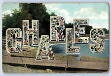 Farmington Minnesota MN Postcard Charles Floral Large Letters 1910 Antique picture