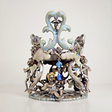 Kirks Folly Secret Of The Seven Angels Wishing Candle Holder Enamel Silver Tone picture