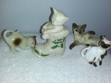 Mixed Lot Of 4 Mini Vintage Ceramic Cats 1 Lefton picture