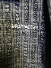 Harley Davidson Logo Print, Mens Lg. Short Sleeve Button Up Shirt. Gray. VGC. picture