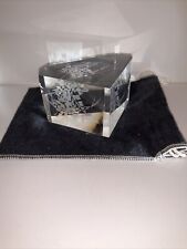 Steuben Etched Crystal Paperweight With Golfers From A Prized Collection W/Bag. picture