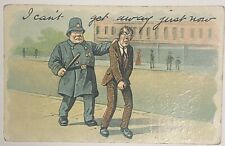 Antique Vintage Comic Card Police I can't get away just now 1910 J. J. Marks NY picture