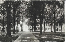 THE PARK, VERGENNES, VERMONT, REAL PHOTO, SHADE TREES, BANDSTAND, BENCH, STORES picture