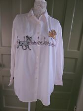 Disney Pink Large Lady and the Tramp Embroidered Long Sleeve Button Down Shirt picture
