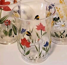 Set of3 Royal Danube Large Blown Glass Drinking Tumbler Bees Butterflies Flowers picture