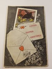 Vintage postcard Loving Easter greeting  With one cent Benjamin Franklin  Stamp picture
