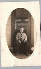 YOUNG BOY IN SWEATER NICE PORTRAIT c1910 real photo postcard rppc picture