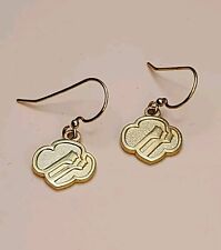 1990s Girl Scout 3-Face Logo Earrings Gold Tone Dangle Classy Stamped  picture