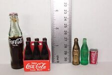 Vintage Lot 4x COCA COLA mini Bottles Plus 6 Pack Crate Box 1960's Miniatures picture