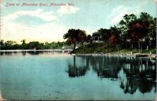 Vintage Postcard Scene along the Milwaukee River Milwaukee Wisconsin 1910   6066 picture
