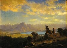 Oil painting Scene-in-the-Tyrol-Albert-Bierstadt-oil-painting sunset landscape picture