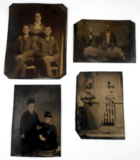 4-PC LOT ANTIQUE TINTYPE PHOTOS CHARMING LADIES AND GENTLEMEN 1880-1900s GOOD picture