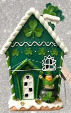 Lucky Lane St Patrick’s Day Shamrock Light Up Led Gingerbread House New picture