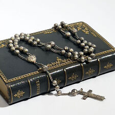 Rosary Beads Silver Cross Reliquary Reliquary Silver Rosary 19th Century... picture