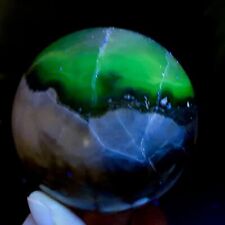329G Natural Silver Light Agate crystal Sphere Ball Glow Under UV Light picture
