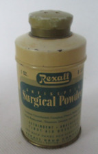 Vintage 1900’s Rexall Drug Antiseptic Surgical Powder Medical Tin 1 oz. picture