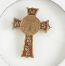 Women's Missionary Society Vtg 20s Lapel Pin 1892-1922 Member Cross Enamel WSS picture