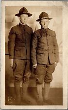 c1918 US ARMY SOLDIERS CAMP AS BACKGROUND REAL PHOTO RPPC POSTCARD 34-103 picture