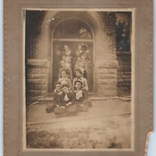 c1900s Cute Group of Young Ladies Girls Pose College? Fun Cabinet Card Photo 2K picture