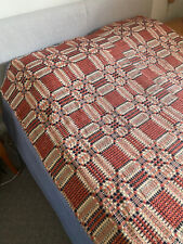 Antique Woven Wool Coverlet 64 W x 96 L picture