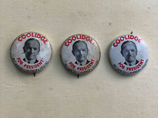 Calvin Coolidge 1-inch RED GARTER BAR Button Lot San Francisco 1960s picture