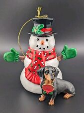 Danbury Mint Dachshund Christmas Ornament Dog With Snowman 2012 picture