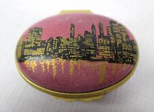 RARE HALCYON   DAYS  OVAL  BOX  PINK & BLACK NEW YORK NEW YORK picture