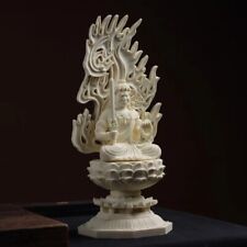 fudo Myoo Sit on Lotus,Fudo Mingwan Wooden Buddha Ornament Ivory Buddhism picture
