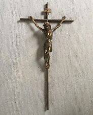 Vintage Rare Solid Brass Jesus on Crucifix Cross Religious Wall Hanging 21