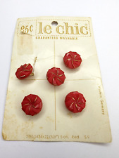 Vintage Le Chic Red And Gold Rosette Plastic Buttons Made In Western Germany picture