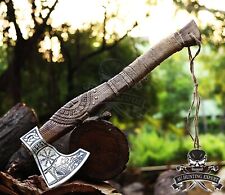 Beautiful Hand Forged Carbon Steel Viking Axe Outdoor Camping Axe Gift For Him picture