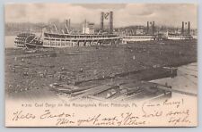 Coal Barge Monongahela River Pittsburgh Pennsylvania PA Rotograph 1906 Postcard picture