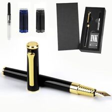Black Fountain Pen Set, Medium Nib, Includes 10 Ink Cartridges, 2 Ink Refill ... picture