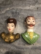 Vintage Pair of Ceramic Face Head Wall Art Hanging by Jama picture