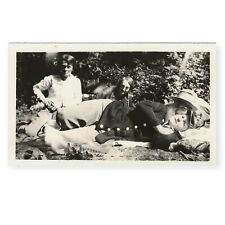 1920s Men Women Lying Down Outside Picnic Vintage Vernacular Snapshot Photo picture