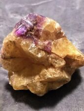 Lrg Bicolor Illinois Fluorite Crystal Raw Vibrant Yellow & Purple picture