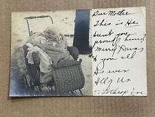 Postcard RPPC Baby Child Wicker Pram Stroller Snow 1908 Detroit MI Michigan picture