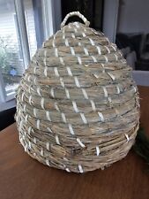 Vtg Hand Coiled Straw Bee Skep Beehive Hand Large Collectable Beekeeper picture