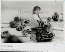 1989 Press Photo Young goalie with hockey equipment. - ctca12279 picture