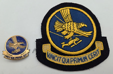 WWII 1st Troop Carrier Command DI Vertical Pinback & Post-War Paki Blazer Patch picture